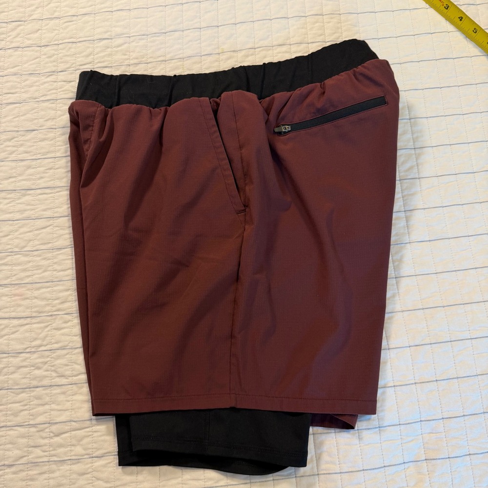 Zella Mens 2-in-1‎ Running Shorts Maroon Black Compression Liner Large ZEL11003